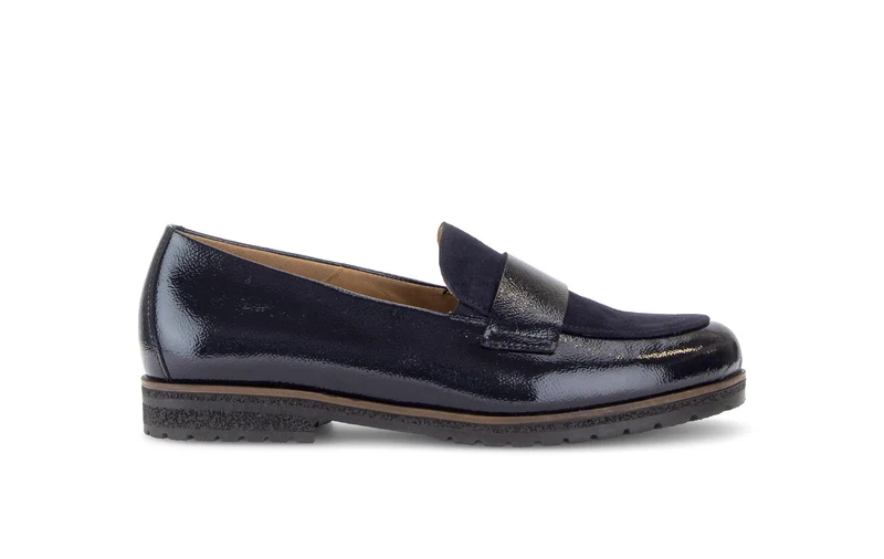 Mocassins bleus en cuirs combinés