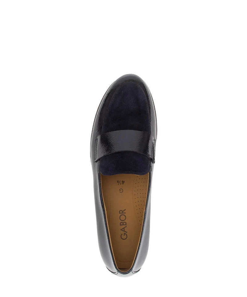 Mocassins bleus en cuirs combinés