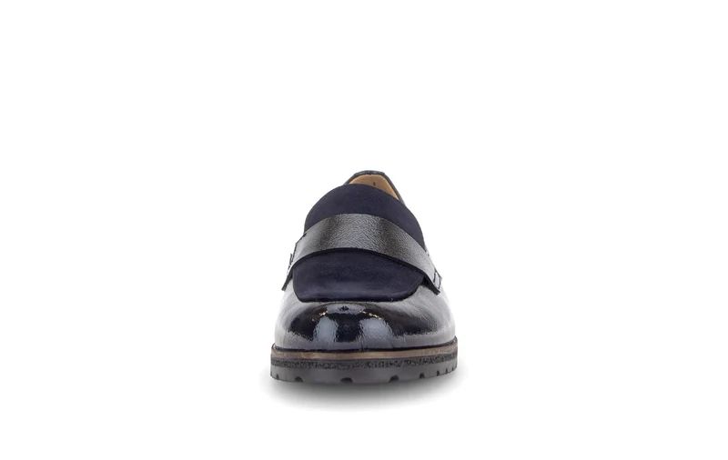 Mocassins bleus en cuirs combinés