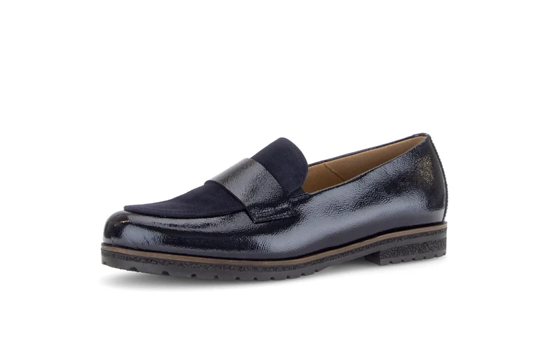 Mocassins bleus en cuirs combinés