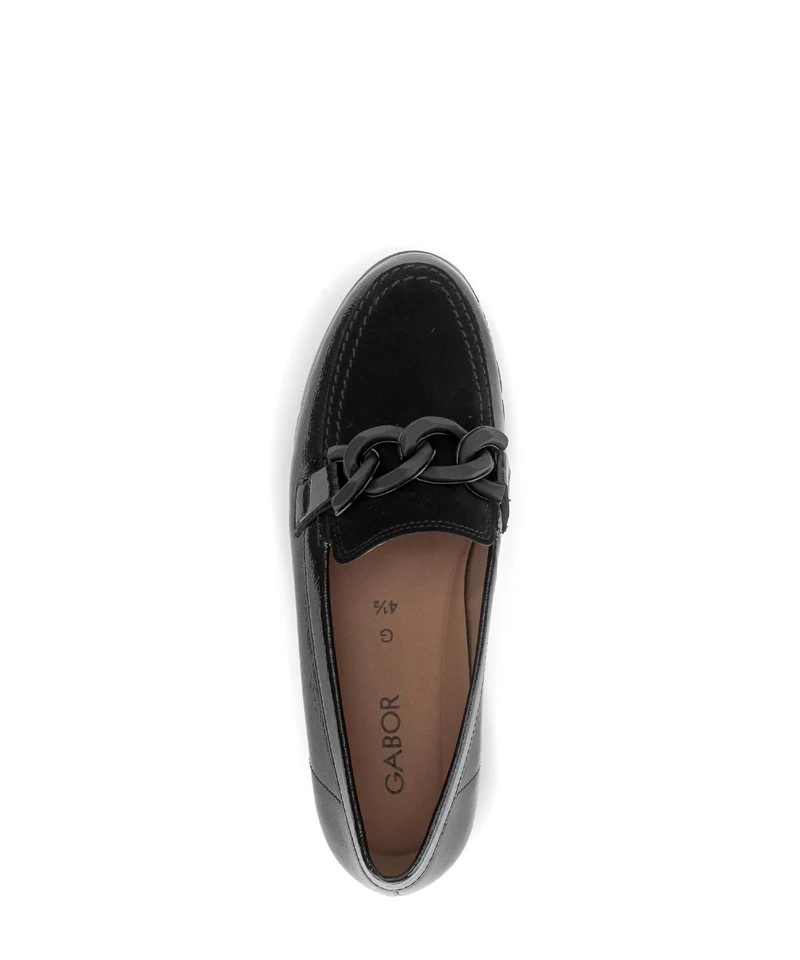 Mocassins noirs en cuirs combinés