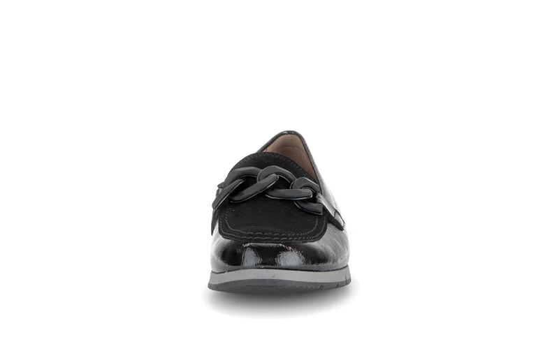 Mocassins noirs en cuirs combinés