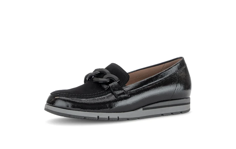 Mocassins noirs en cuirs combinés