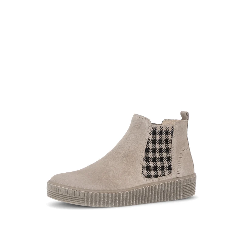 Bottines beiges en cuir velours