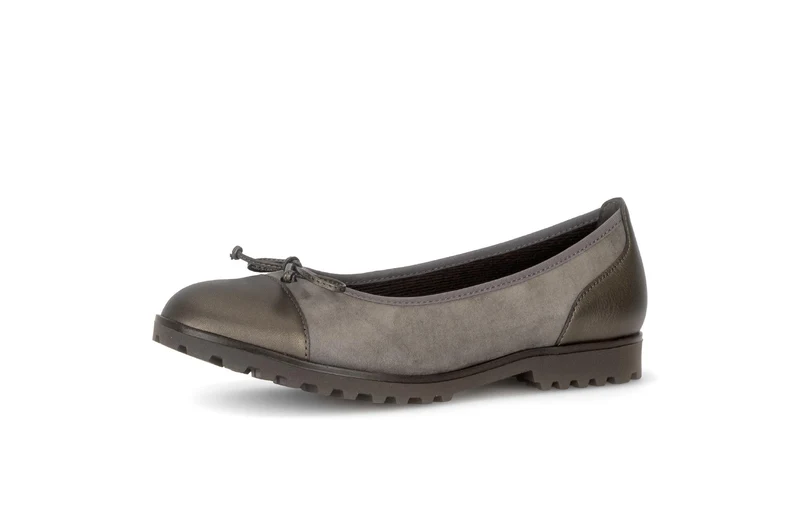 Ballerines beiges en cuirs combinés
