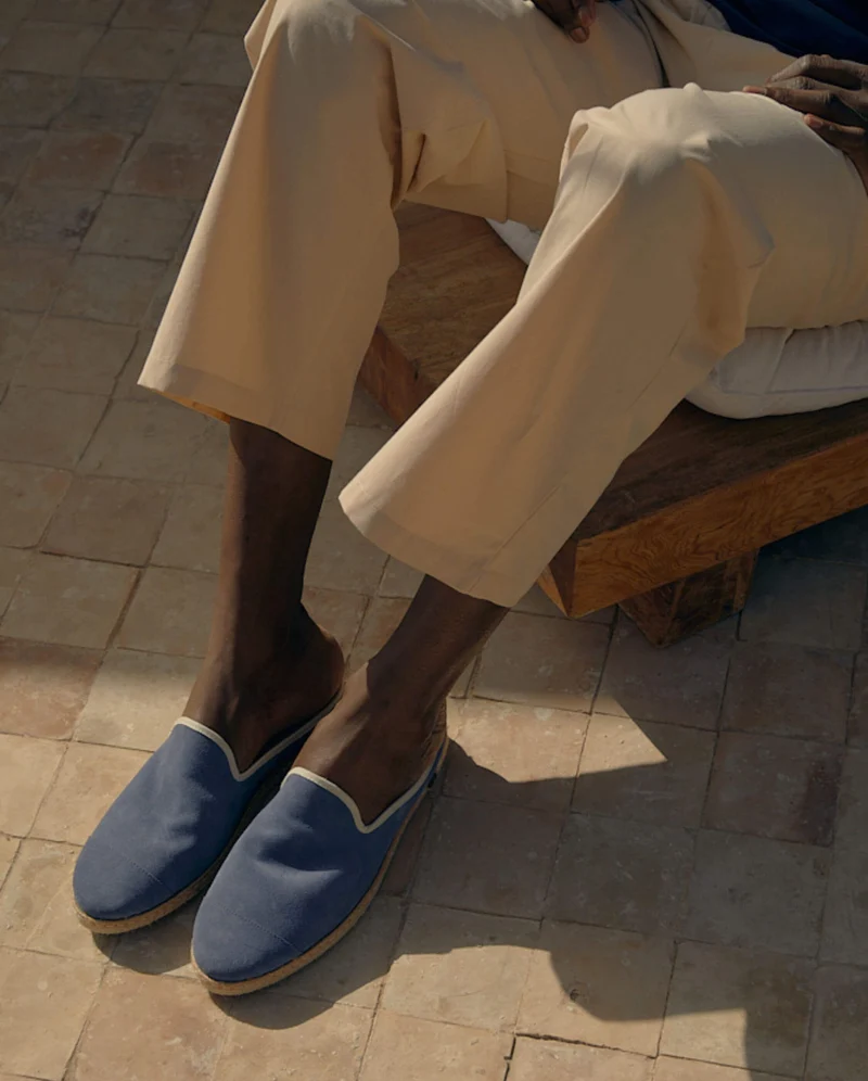 Mule Socoa homme cuir, bleu