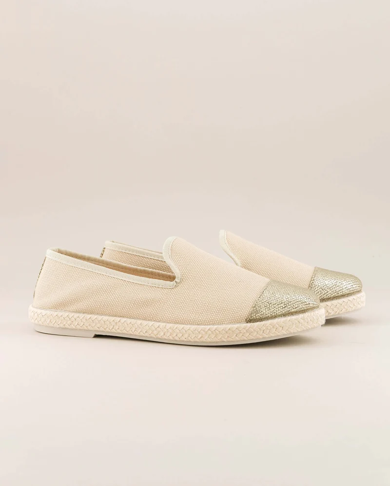 Espadrille femme Cenitz, coton recylé ivoire doré