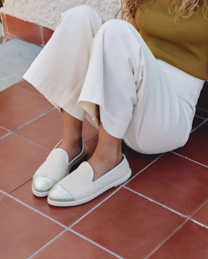 Espadrille femme Cenitz, coton recylé ivoire doré