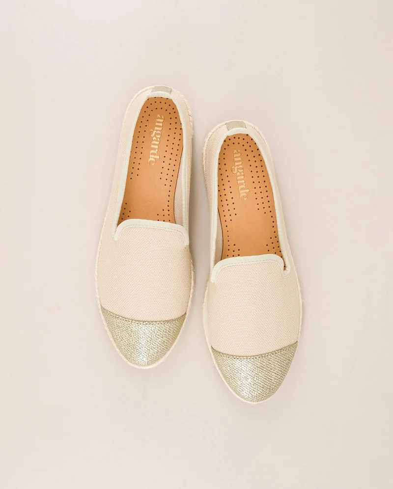 Espadrille femme Cenitz, coton recylé ivoire doré