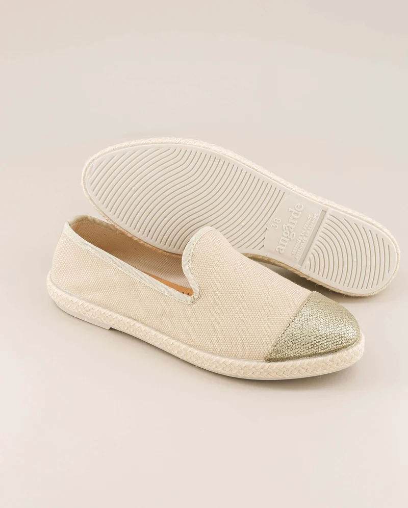 Espadrille femme Cenitz, coton recylé ivoire doré