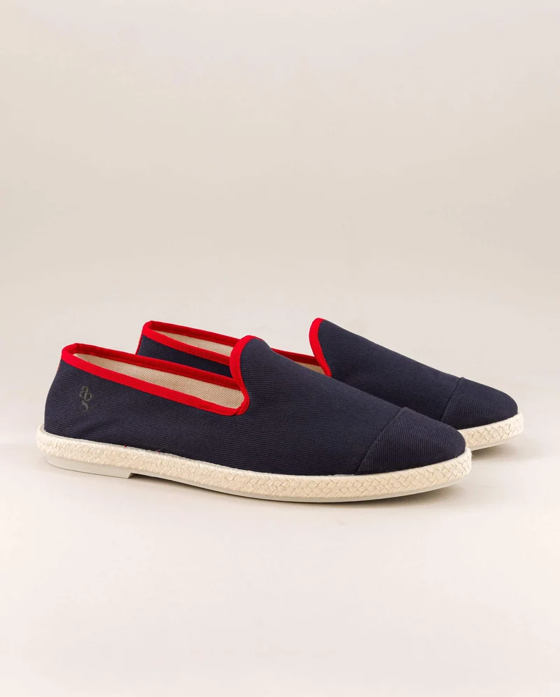 Espadrille homme Cenitz, coton recyclé marine rouge