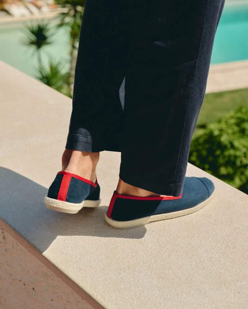 Espadrille homme Cenitz, coton recyclé marine rouge