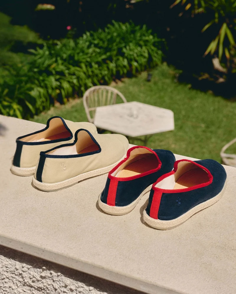 Espadrille homme Cenitz, coton recyclé marine rouge