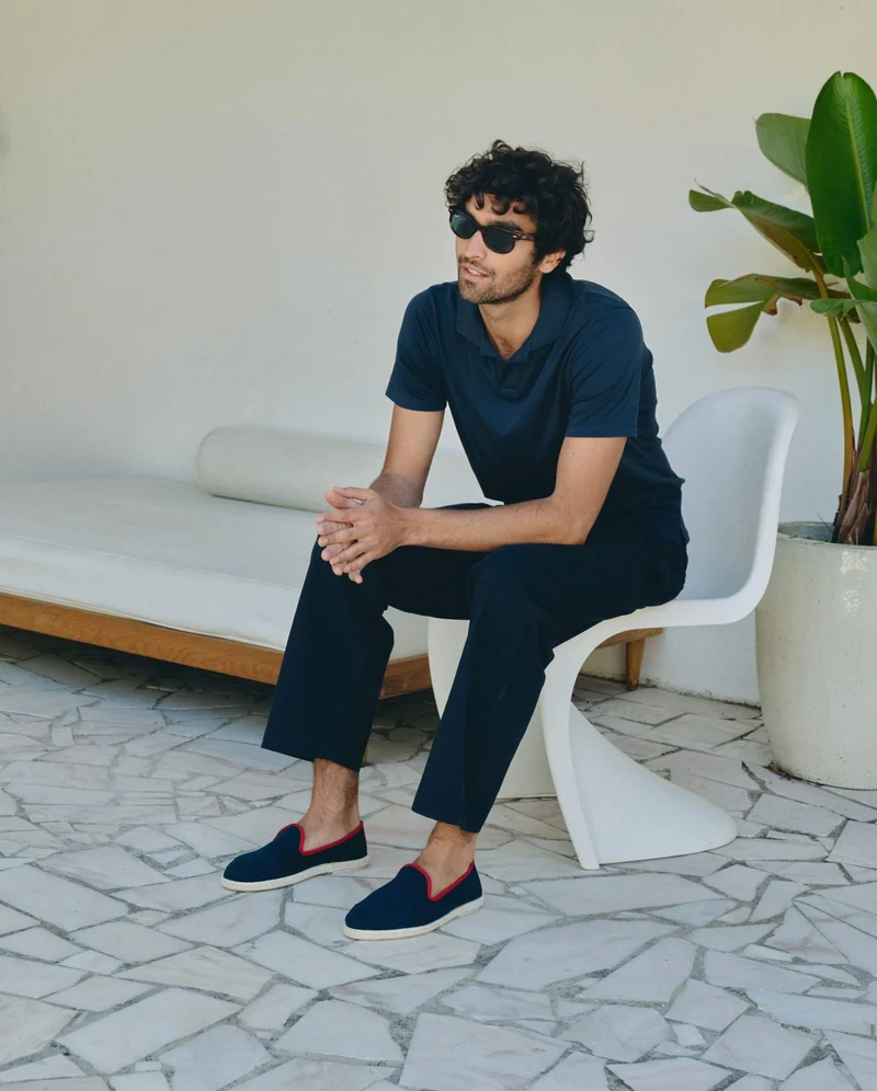 Espadrille homme Cenitz, coton recyclé marine rouge
