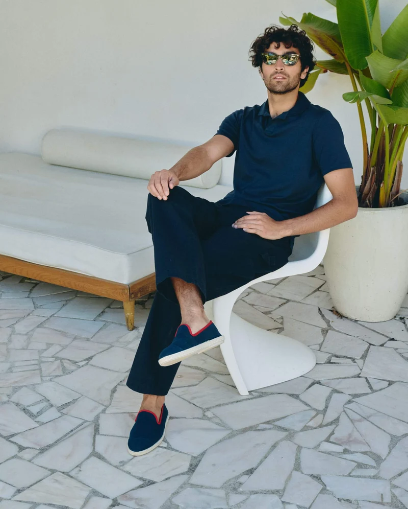 Espadrille homme Cenitz, coton recyclé marine rouge