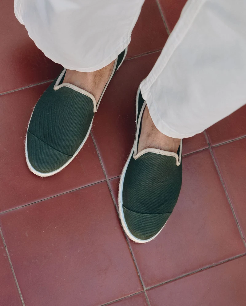 Espadrille homme Cenitz, coton recyclé vert taupe