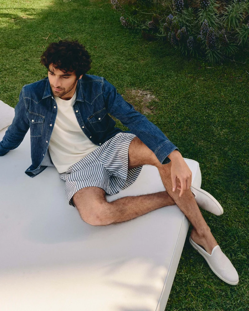 Mule homme Socoa, coton beige écru