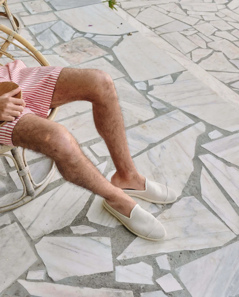 Mule homme Socoa, coton beige écru
