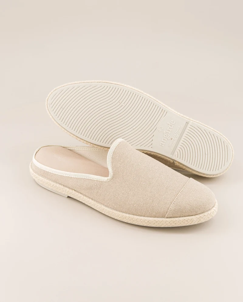 Mule homme Socoa, coton beige écru