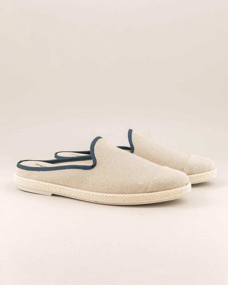 Mule homme Socoa, coton beige indigo
