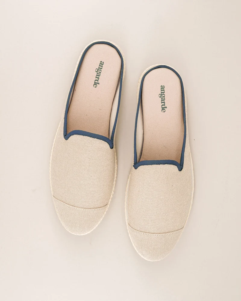 Mule homme Socoa, coton beige indigo
