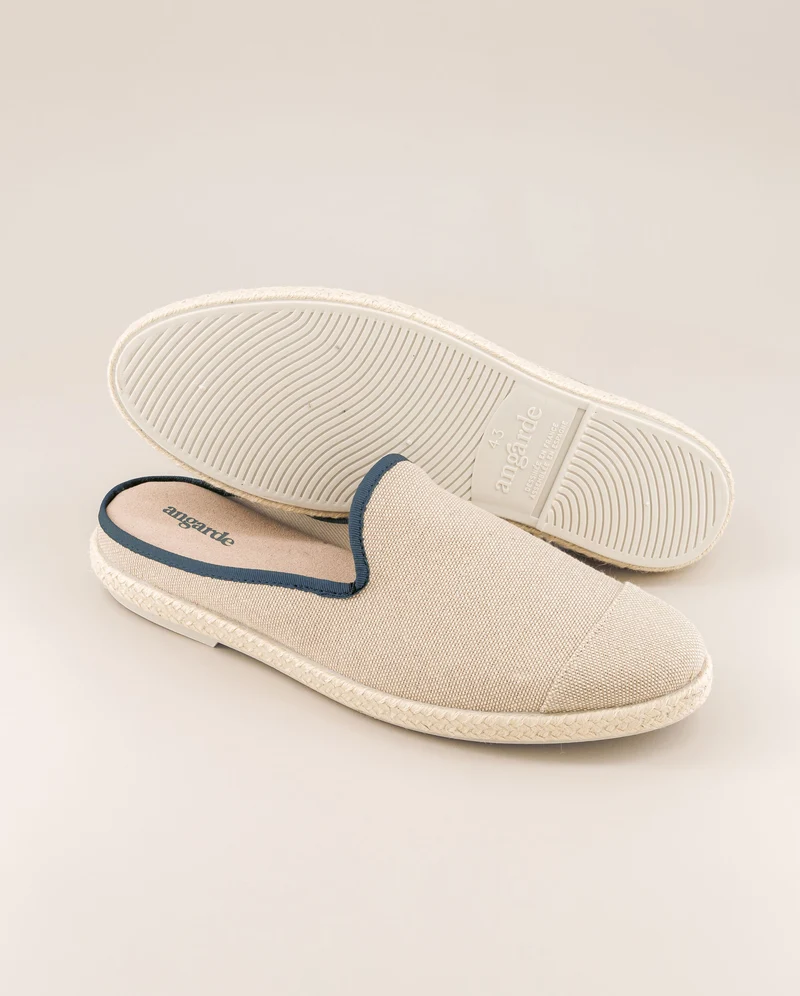 Mule homme Socoa, coton beige indigo