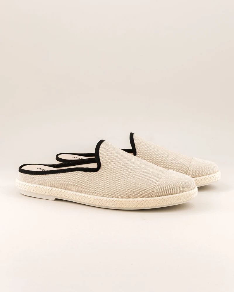 Mule homme Socoa, coton beige noir