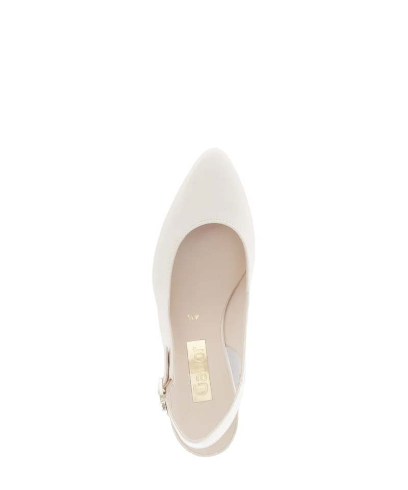 Escarpins à bride arrière beige en cuir lisse