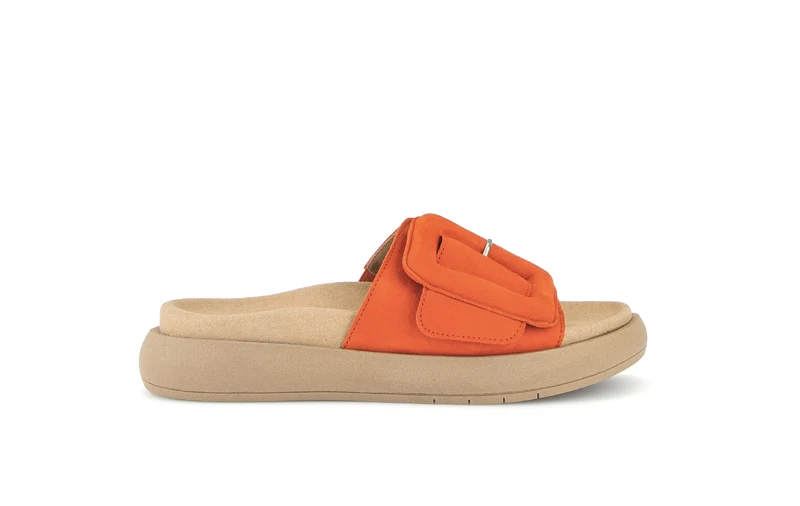 Mules oranges en cuir velours