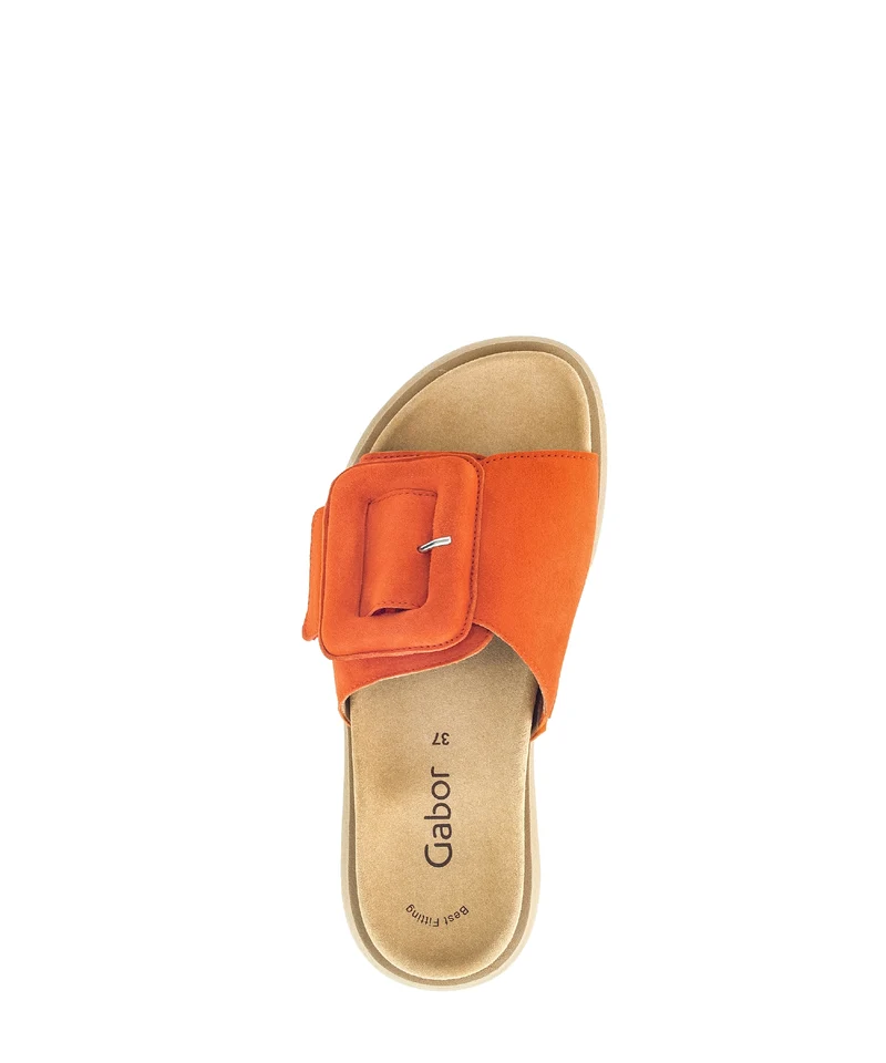 Mules oranges en cuir velours
