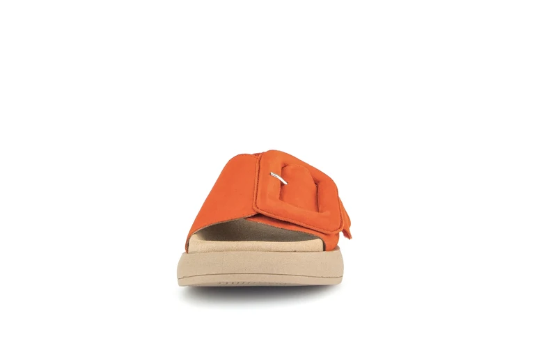 Mules oranges en cuir velours