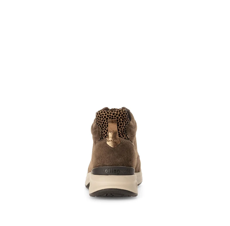 Baskets montantes cognac en cuirs combinés