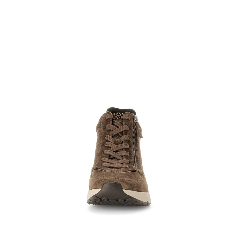 Baskets montantes cognac en cuirs combinés