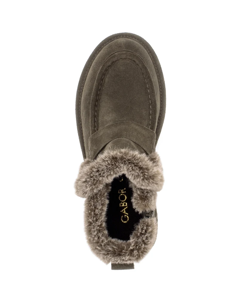 Bottines kaki en cuir velours