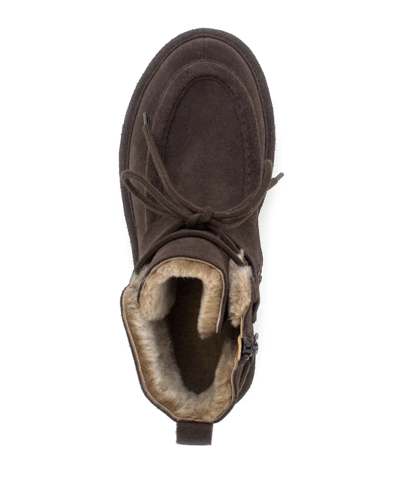 Bottines marron en cuir velours
