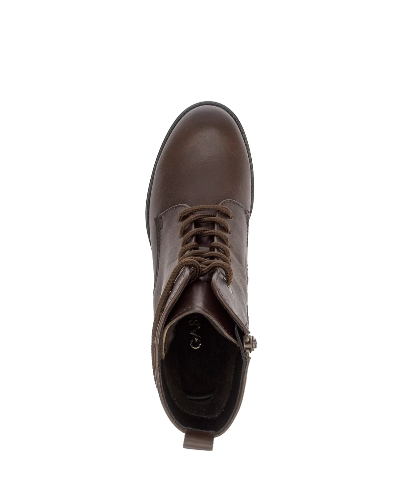 Bottines cognac en cuir lisse
