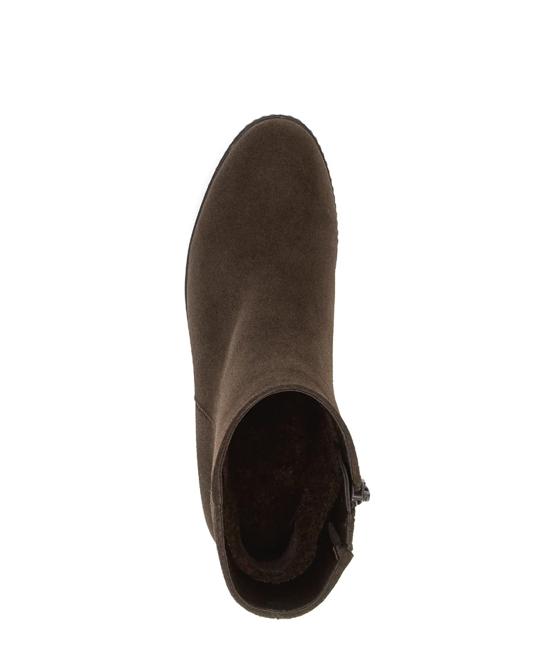 Bottines compensées marron en cuir velours