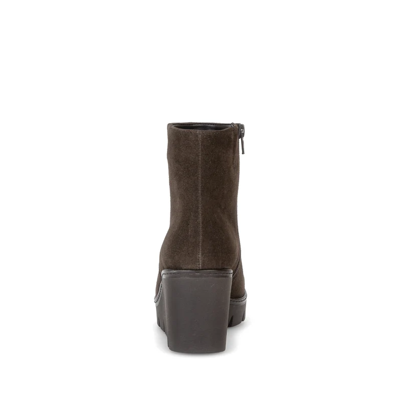 Bottines compensées marron en cuir velours