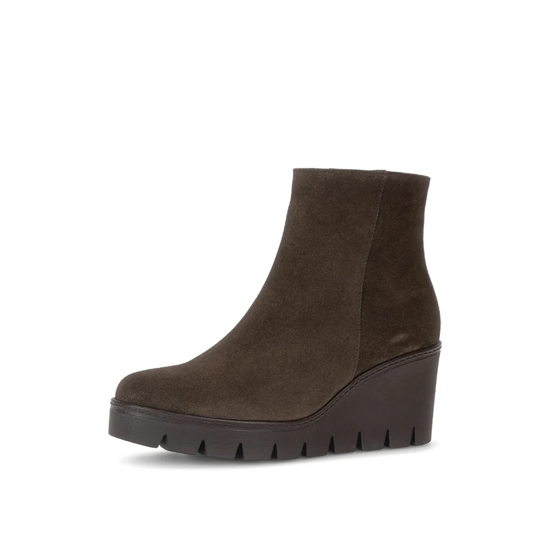 Bottines compensées marron en cuir velours