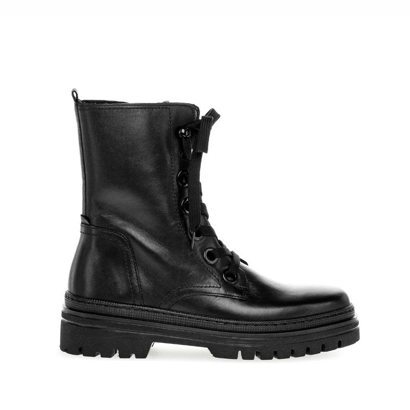 Bottines à lacets noires en cuir lisse