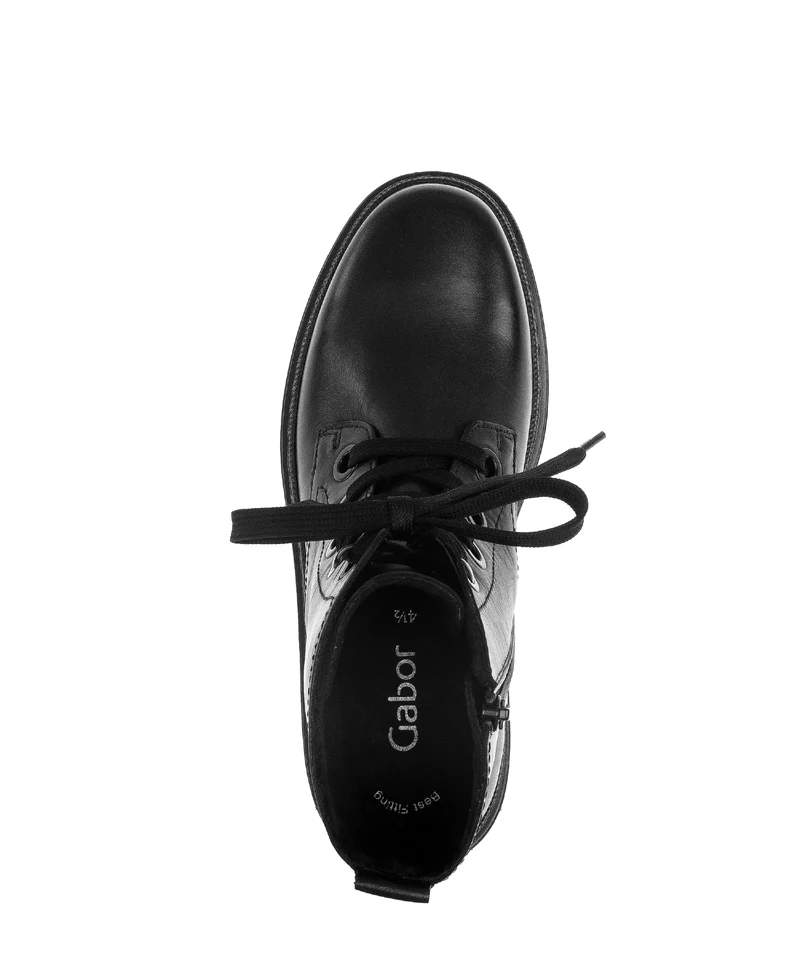 Bottines à lacets noires en cuir lisse