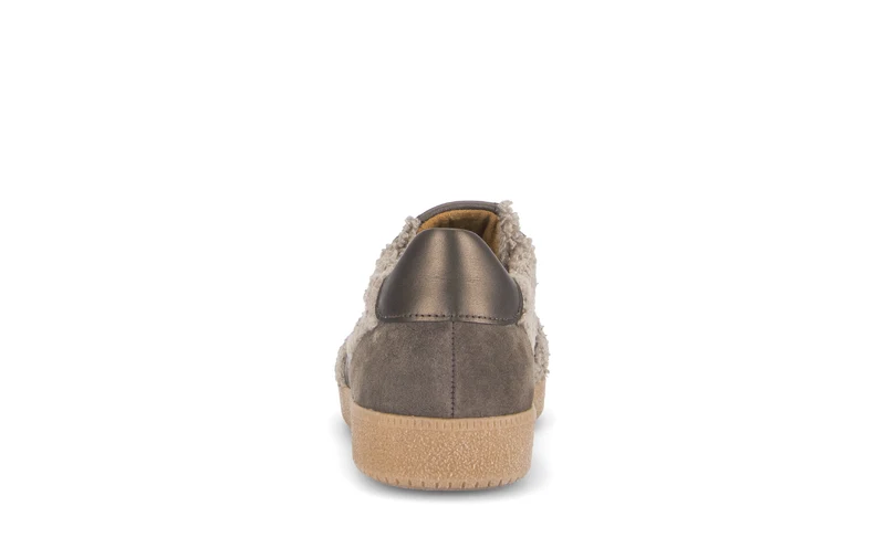 Baskets beiges en cuirs combinés