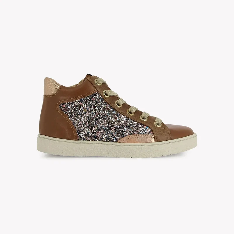TOP TOUCH ZIPPY - CUIR-GLITTER - BROWN-MULTI