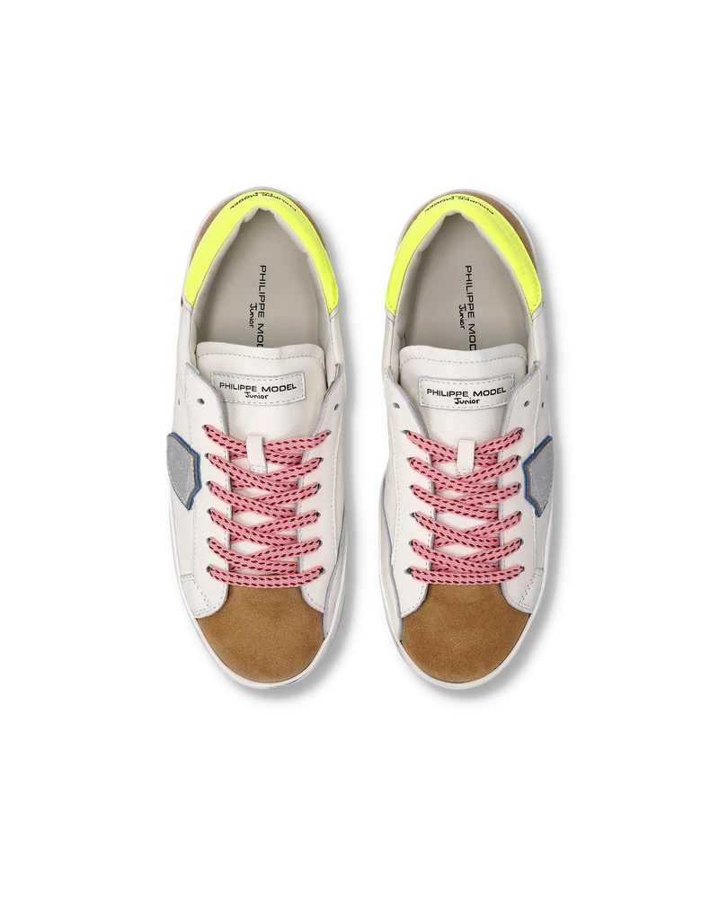 Sneaker Prsx Junior, White Cognac Neon Yellow