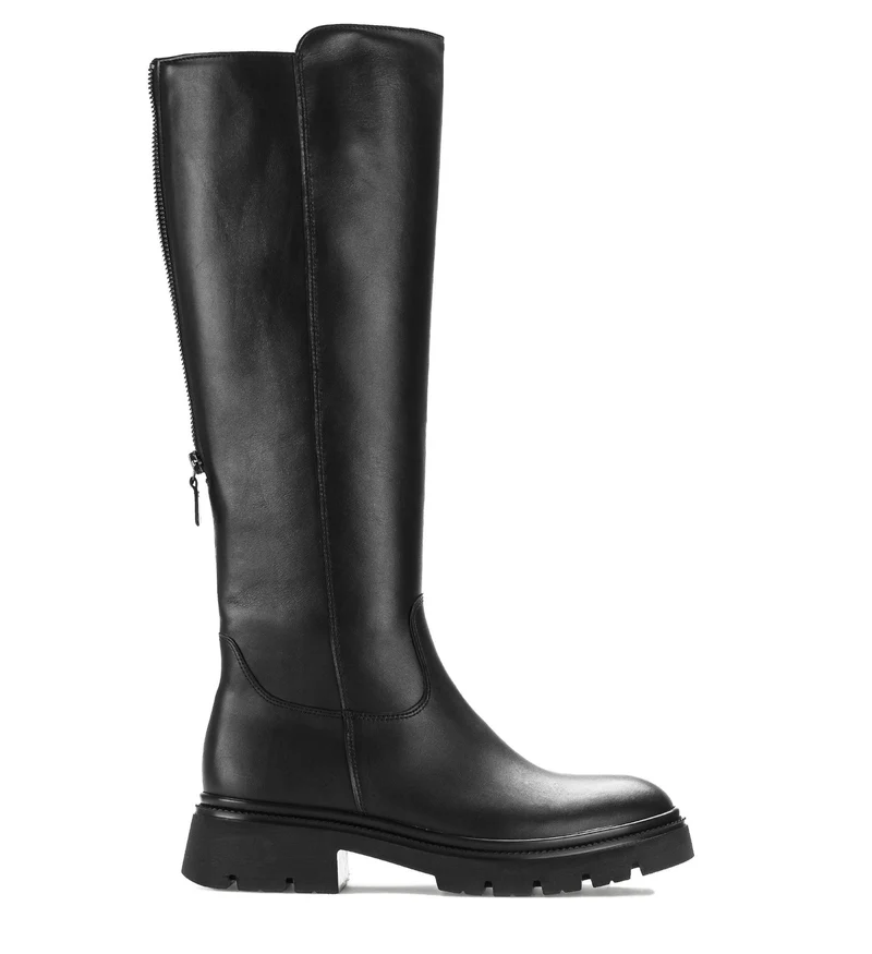 Bottes noires en cuir lisse