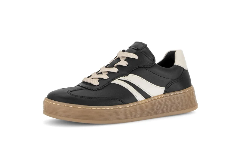 Baskets noires en cuir lisse