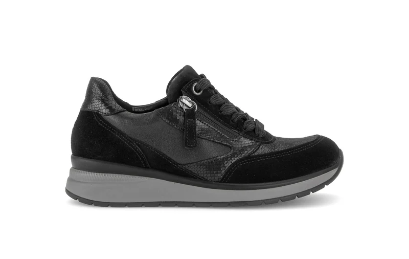 Baskets noires en cuirs combinés