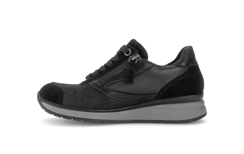 Baskets noires en cuirs combinés