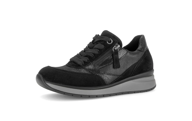 Baskets noires en cuirs combinés