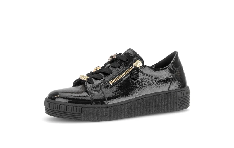Baskets noires en cuir verni